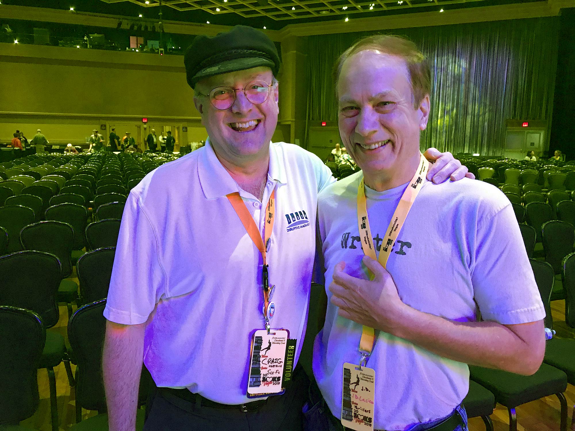 Authors Craig Martelle and JD Lasica in the main hall during a break in 20Books Vegas.