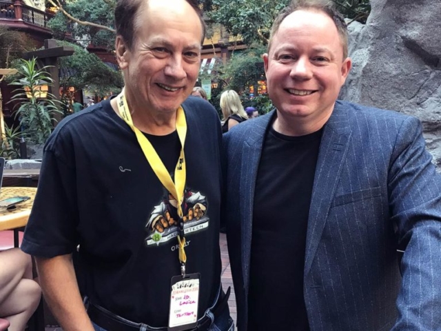 Thriller authors JD Lasica and Matthew Mather during 20Books Vegas.