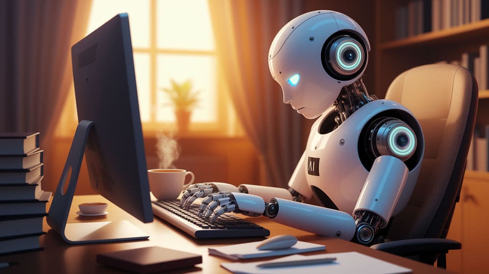 robot typing (Image created with Ideogram model 2a)